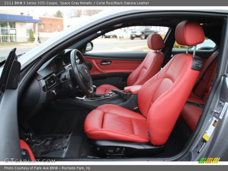 Space Gray Metallic / Coral Red/Black Dakota Leather 2011 BMW 3 Series 335i Coupe