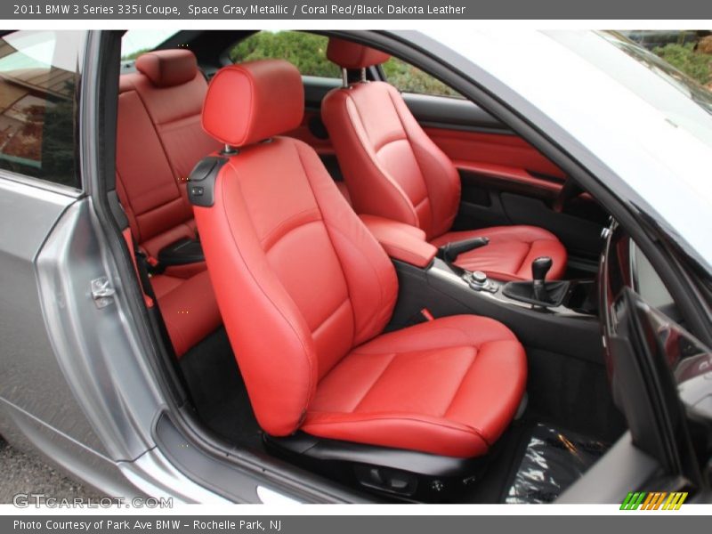Space Gray Metallic / Coral Red/Black Dakota Leather 2011 BMW 3 Series 335i Coupe