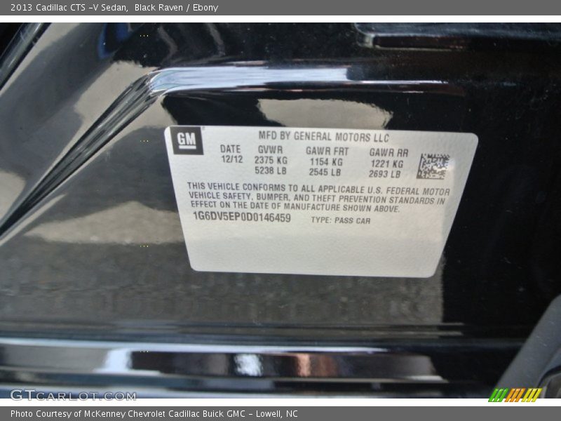 Black Raven / Ebony 2013 Cadillac CTS -V Sedan