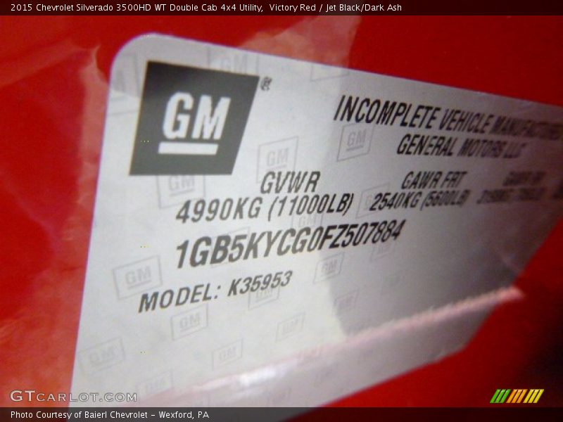Victory Red / Jet Black/Dark Ash 2015 Chevrolet Silverado 3500HD WT Double Cab 4x4 Utility