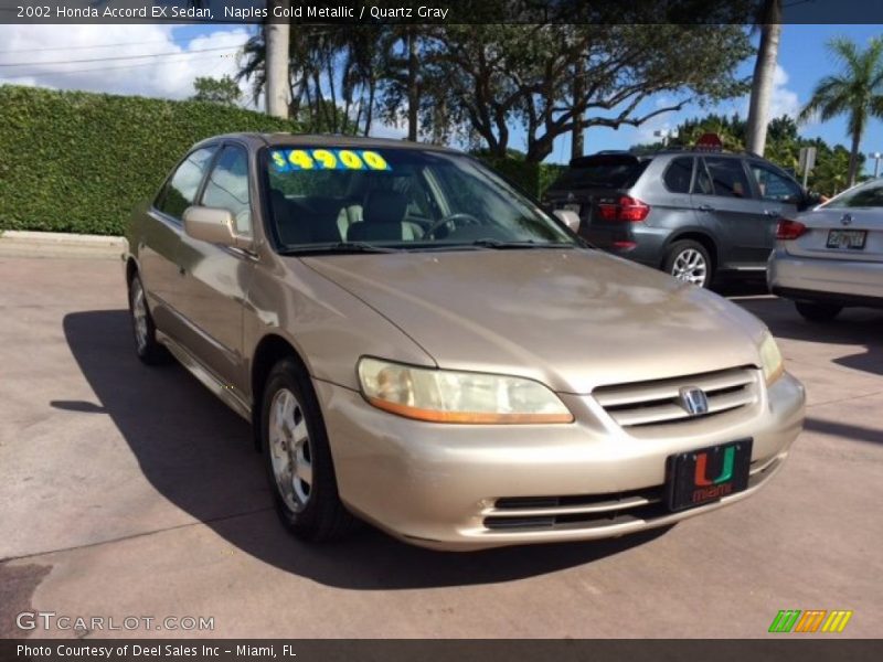 Naples Gold Metallic / Quartz Gray 2002 Honda Accord EX Sedan