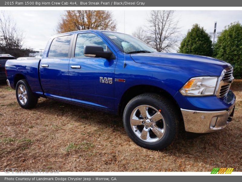 Blue Streak Pearl / Black/Diesel Gray 2015 Ram 1500 Big Horn Crew Cab 4x4