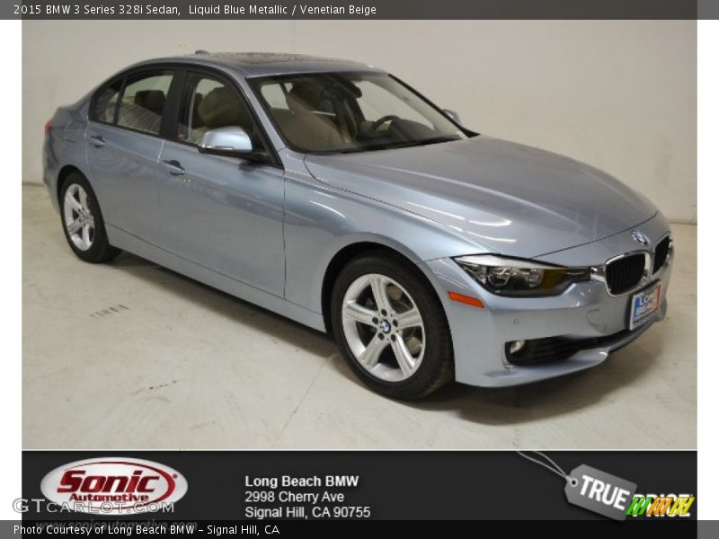 Liquid Blue Metallic / Venetian Beige 2015 BMW 3 Series 328i Sedan