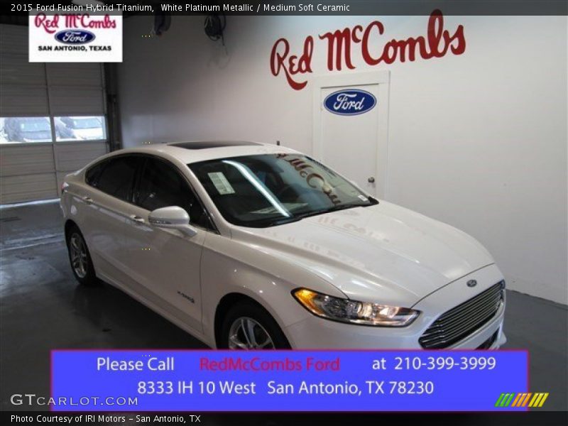 White Platinum Metallic / Medium Soft Ceramic 2015 Ford Fusion Hybrid Titanium