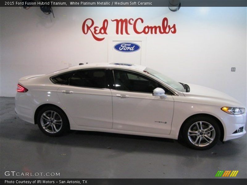 White Platinum Metallic / Medium Soft Ceramic 2015 Ford Fusion Hybrid Titanium