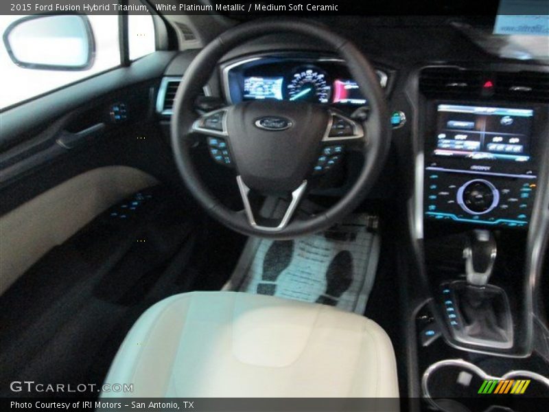 White Platinum Metallic / Medium Soft Ceramic 2015 Ford Fusion Hybrid Titanium