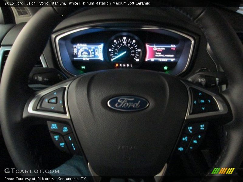White Platinum Metallic / Medium Soft Ceramic 2015 Ford Fusion Hybrid Titanium