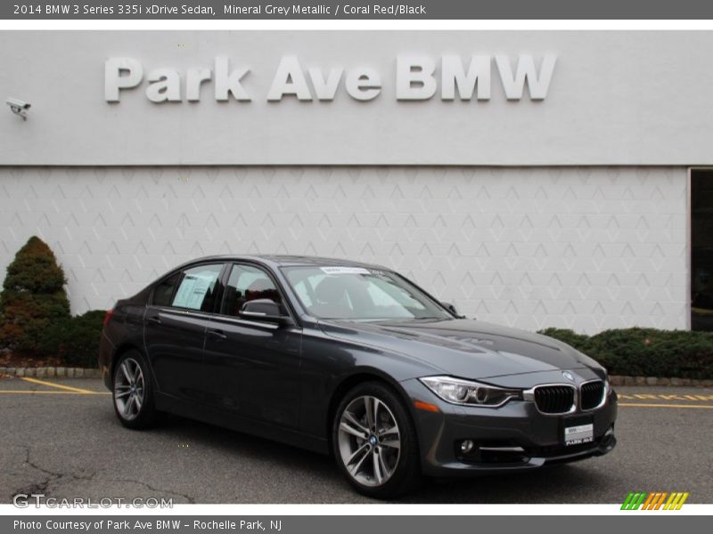 Mineral Grey Metallic / Coral Red/Black 2014 BMW 3 Series 335i xDrive Sedan