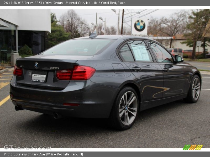 Mineral Grey Metallic / Coral Red/Black 2014 BMW 3 Series 335i xDrive Sedan