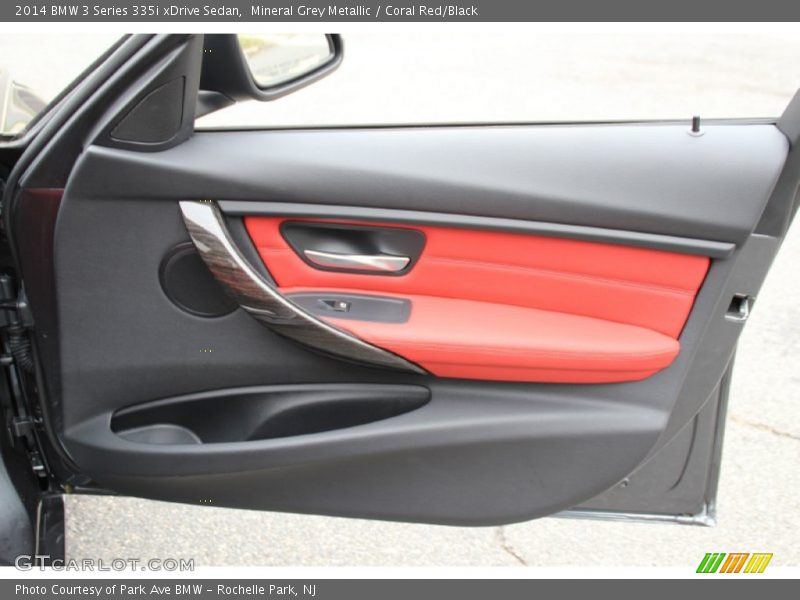Mineral Grey Metallic / Coral Red/Black 2014 BMW 3 Series 335i xDrive Sedan