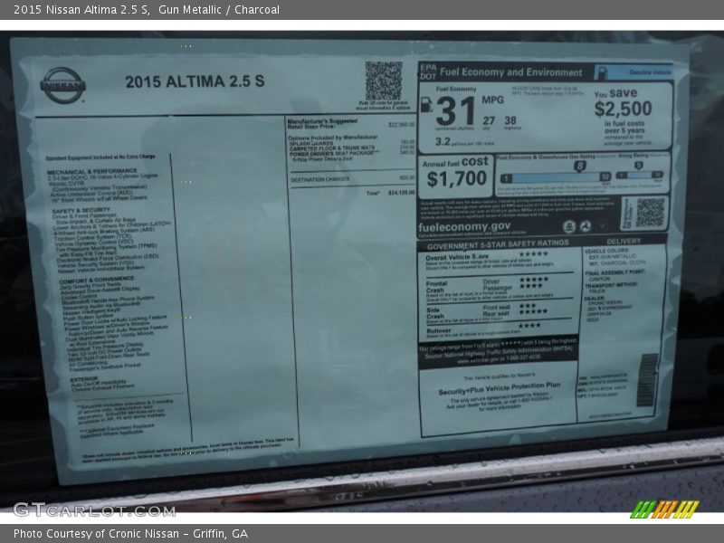 Gun Metallic / Charcoal 2015 Nissan Altima 2.5 S