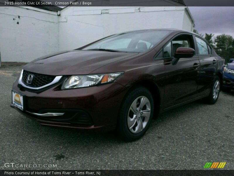 Crimson Pearl / Beige 2015 Honda Civic LX Sedan