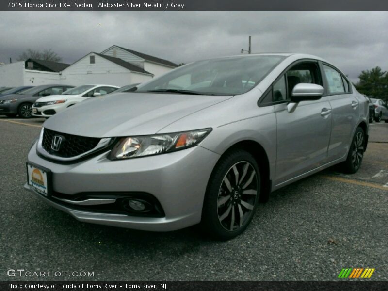 Alabaster Silver Metallic / Gray 2015 Honda Civic EX-L Sedan