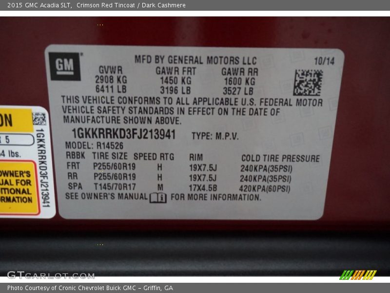 Crimson Red Tincoat / Dark Cashmere 2015 GMC Acadia SLT