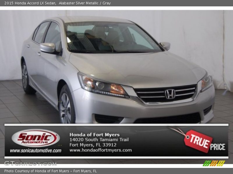 Alabaster Silver Metallic / Gray 2015 Honda Accord LX Sedan