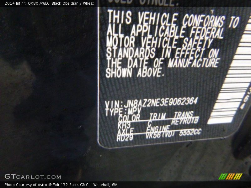 Black Obsidian / Wheat 2014 Infiniti QX80 AWD