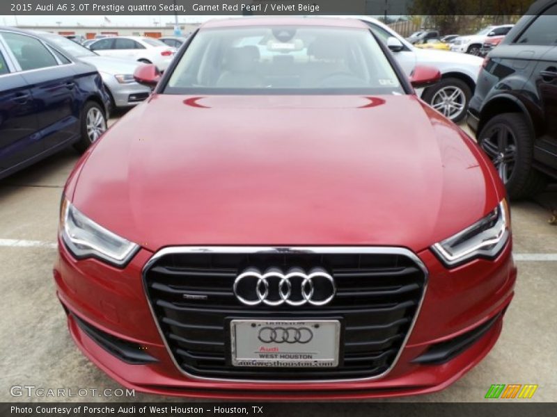 Garnet Red Pearl / Velvet Beige 2015 Audi A6 3.0T Prestige quattro Sedan