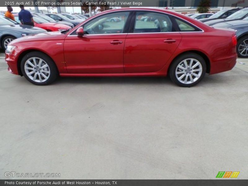 Garnet Red Pearl / Velvet Beige 2015 Audi A6 3.0T Prestige quattro Sedan