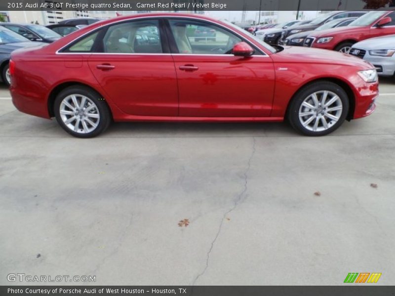 Garnet Red Pearl / Velvet Beige 2015 Audi A6 3.0T Prestige quattro Sedan