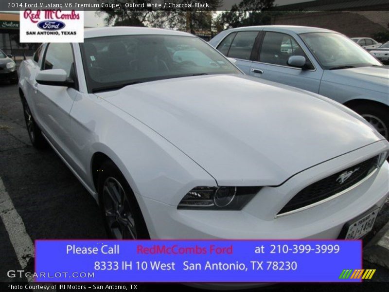 Oxford White / Charcoal Black 2014 Ford Mustang V6 Premium Coupe