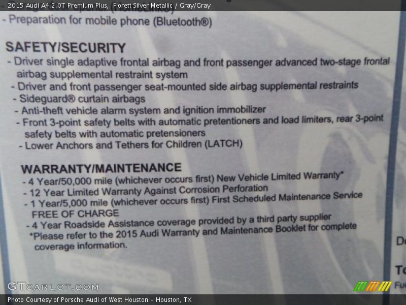 Florett Silver Metallic / Gray/Gray 2015 Audi A4 2.0T Premium Plus