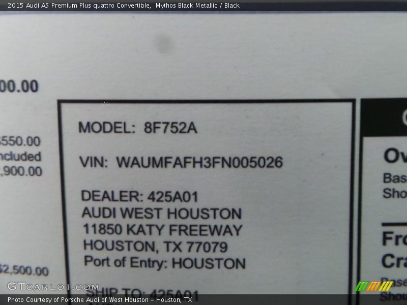 Mythos Black Metallic / Black 2015 Audi A5 Premium Plus quattro Convertible