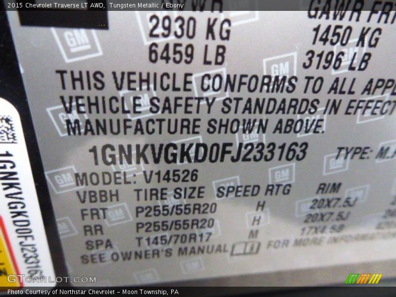 Tungsten Metallic / Ebony 2015 Chevrolet Traverse LT AWD
