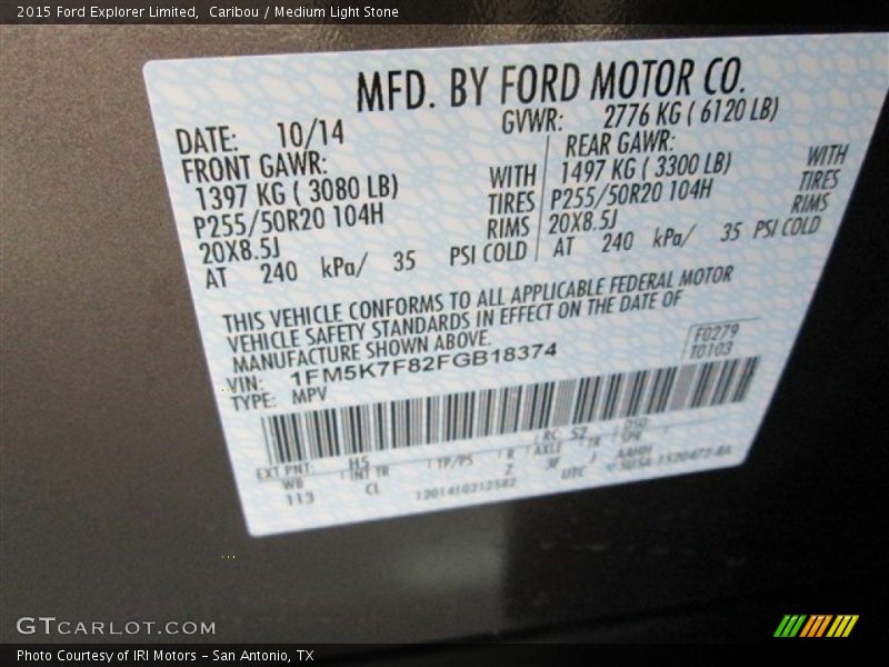 Caribou / Medium Light Stone 2015 Ford Explorer Limited