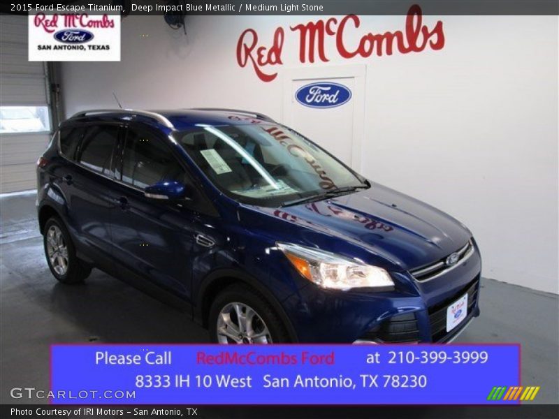 Deep Impact Blue Metallic / Medium Light Stone 2015 Ford Escape Titanium
