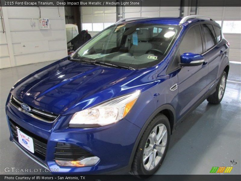 Deep Impact Blue Metallic / Medium Light Stone 2015 Ford Escape Titanium
