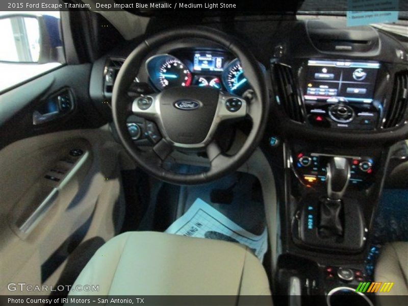 Deep Impact Blue Metallic / Medium Light Stone 2015 Ford Escape Titanium