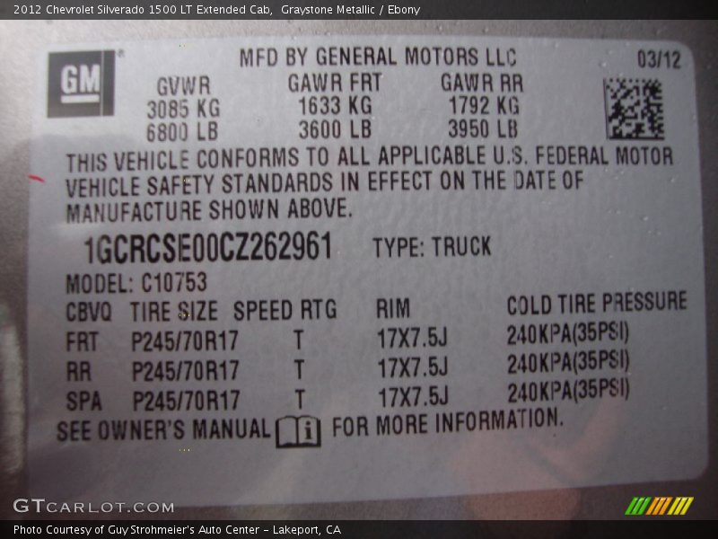 Graystone Metallic / Ebony 2012 Chevrolet Silverado 1500 LT Extended Cab