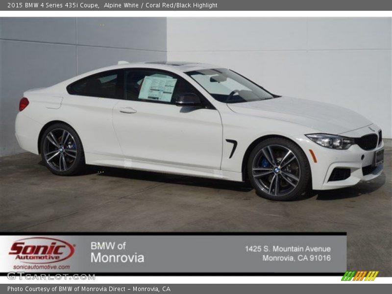 Alpine White / Coral Red/Black Highlight 2015 BMW 4 Series 435i Coupe