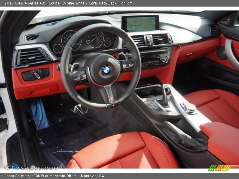 Alpine White / Coral Red/Black Highlight 2015 BMW 4 Series 435i Coupe