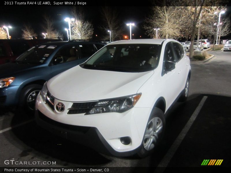 Super White / Beige 2013 Toyota RAV4 LE AWD
