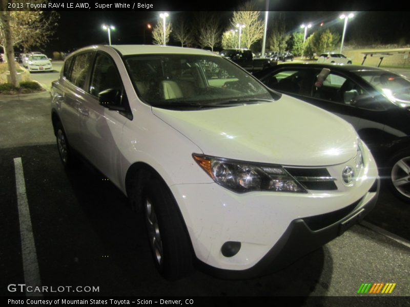 Super White / Beige 2013 Toyota RAV4 LE AWD