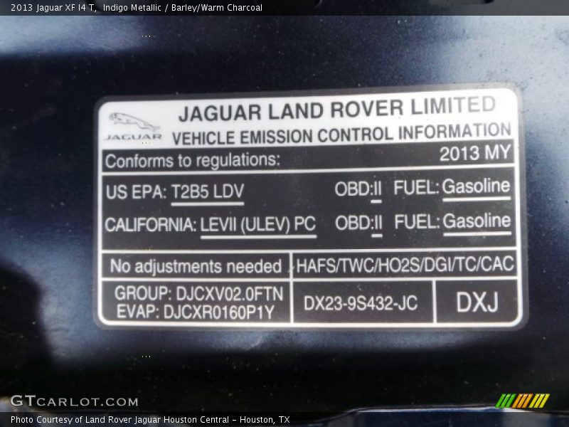Indigo Metallic / Barley/Warm Charcoal 2013 Jaguar XF I4 T