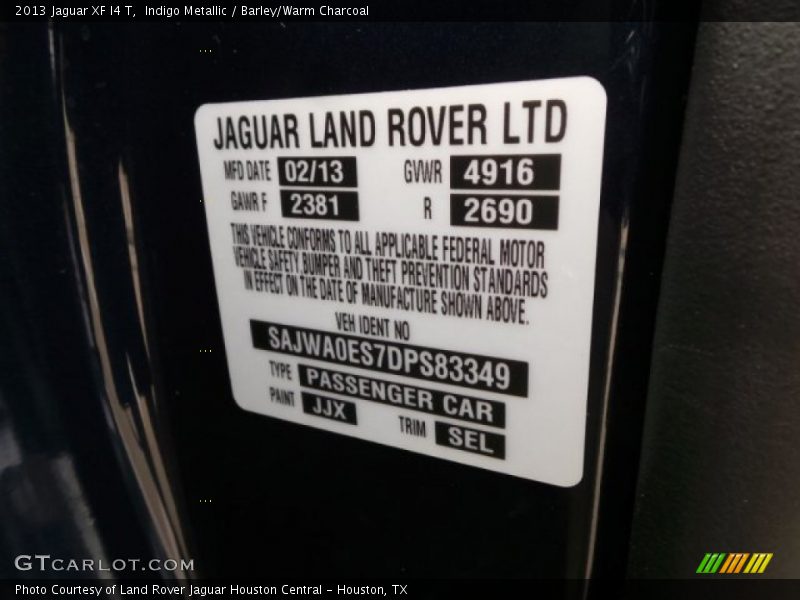 Indigo Metallic / Barley/Warm Charcoal 2013 Jaguar XF I4 T