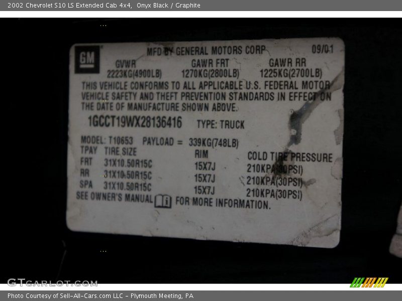 Onyx Black / Graphite 2002 Chevrolet S10 LS Extended Cab 4x4