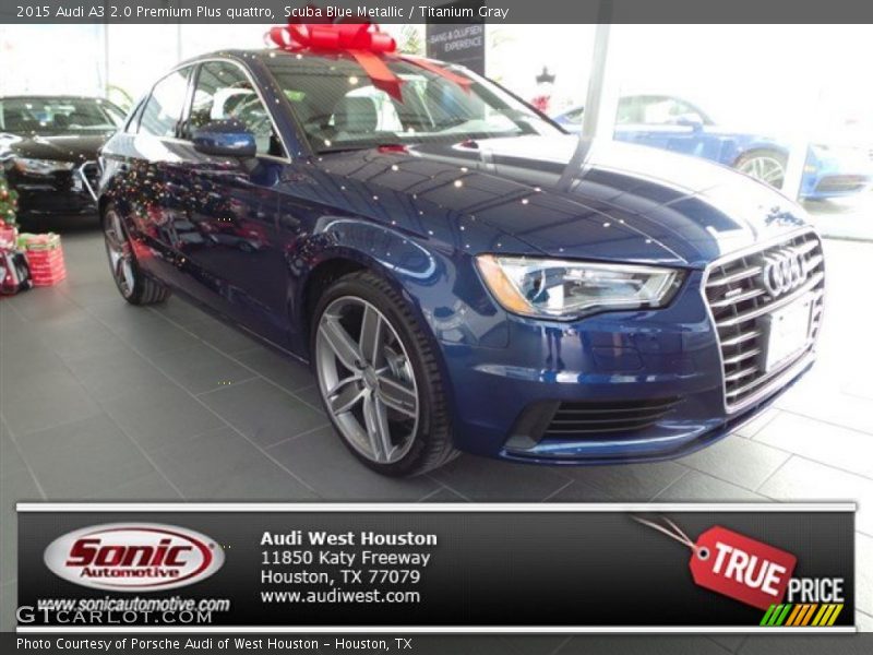 Scuba Blue Metallic / Titanium Gray 2015 Audi A3 2.0 Premium Plus quattro
