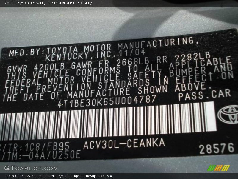 Lunar Mist Metallic / Gray 2005 Toyota Camry LE