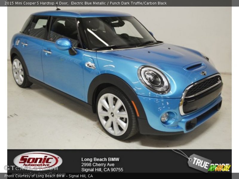 Electric Blue Metallic / Punch Dark Truffle/Carbon Black 2015 Mini Cooper S Hardtop 4 Door