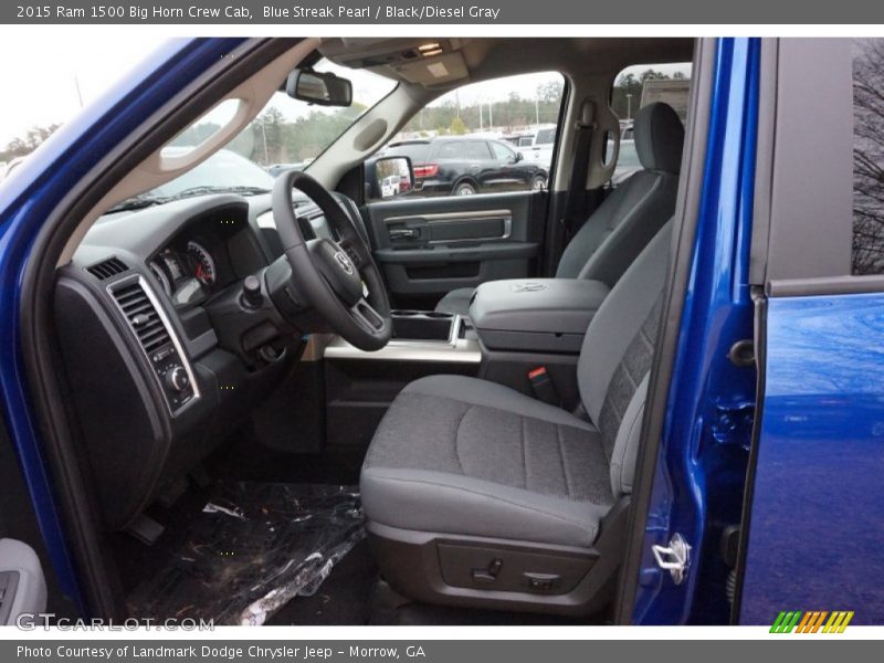 Blue Streak Pearl / Black/Diesel Gray 2015 Ram 1500 Big Horn Crew Cab
