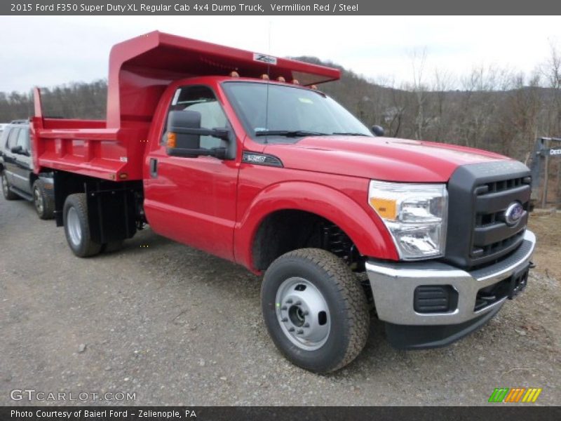 Front 3/4 View of 2015 F350 Super Duty XL Regular Cab 4x4 Dump Truck