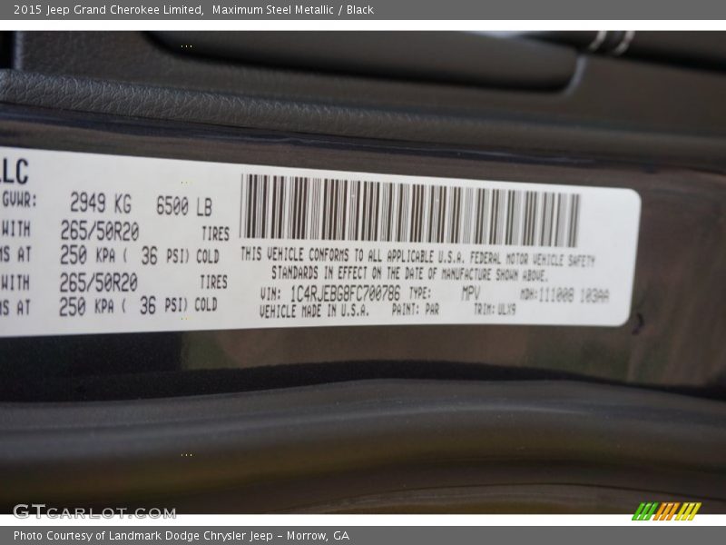 Maximum Steel Metallic / Black 2015 Jeep Grand Cherokee Limited