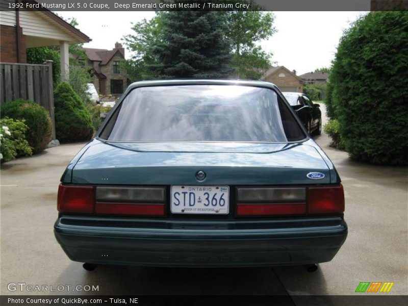 Deep Emerald Green Metallic / Titanium Grey 1992 Ford Mustang LX 5.0 Coupe