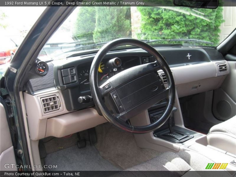 Deep Emerald Green Metallic / Titanium Grey 1992 Ford Mustang LX 5.0 Coupe