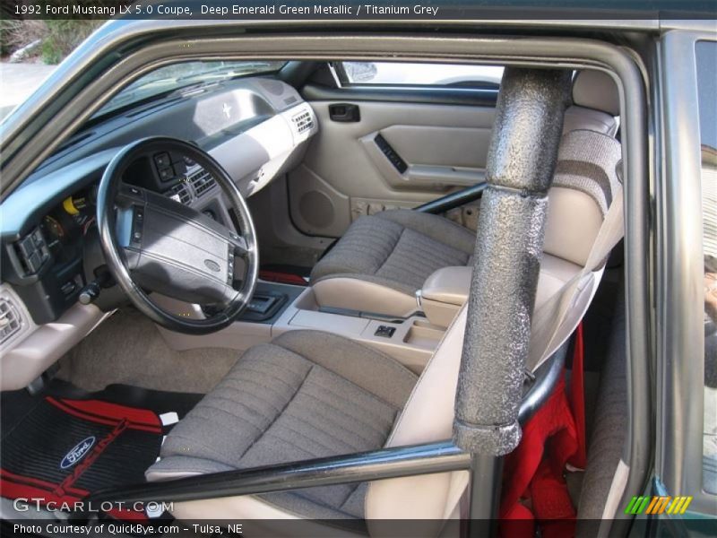Deep Emerald Green Metallic / Titanium Grey 1992 Ford Mustang LX 5.0 Coupe