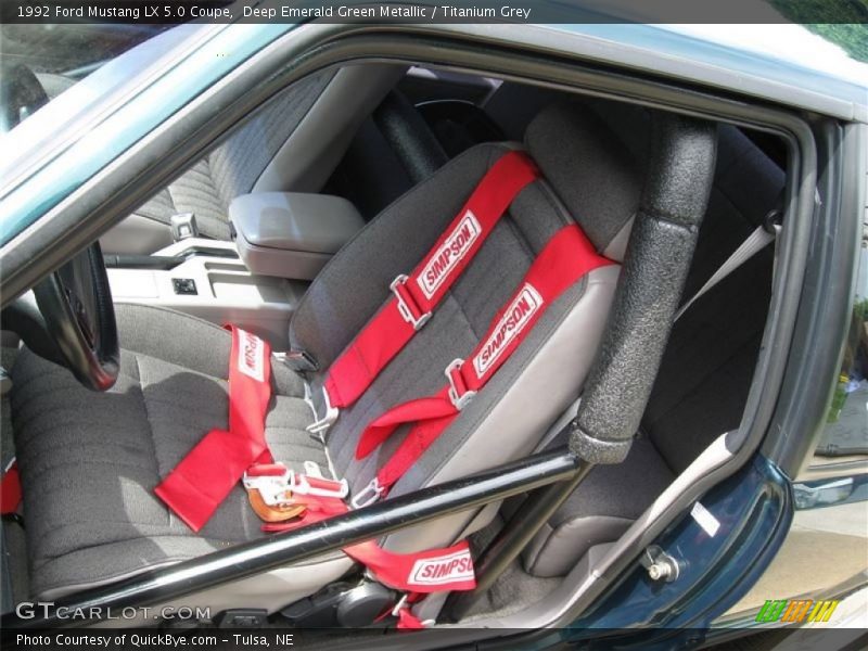 Deep Emerald Green Metallic / Titanium Grey 1992 Ford Mustang LX 5.0 Coupe
