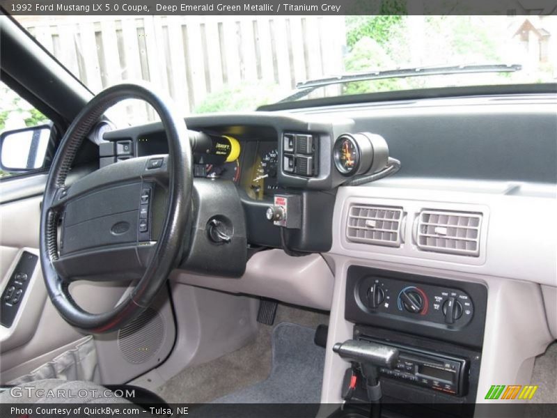 Deep Emerald Green Metallic / Titanium Grey 1992 Ford Mustang LX 5.0 Coupe